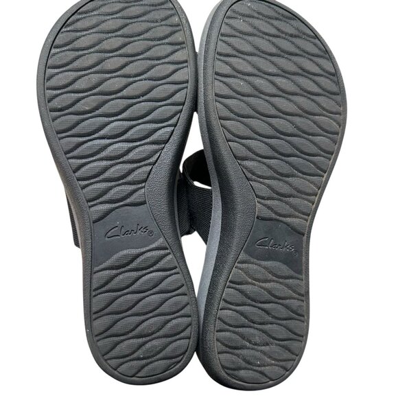 Clarks Cloudsteppers Sandals Womens 10 Arla Jacory Slingback Wedge Gray Black - Picture 7 of 8